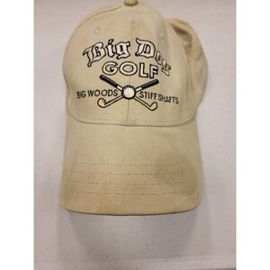Big Dogs Golf Hat Tan Beige Golfing Cap Big Woods Stiff‎ Shafts Dog Logo